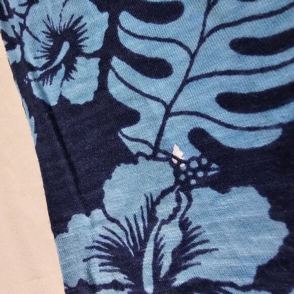 Tommy Bahama Blue Tropical Hibiscus Floral Print Embroidered Tunic Top S/P - Picture 6 of 6